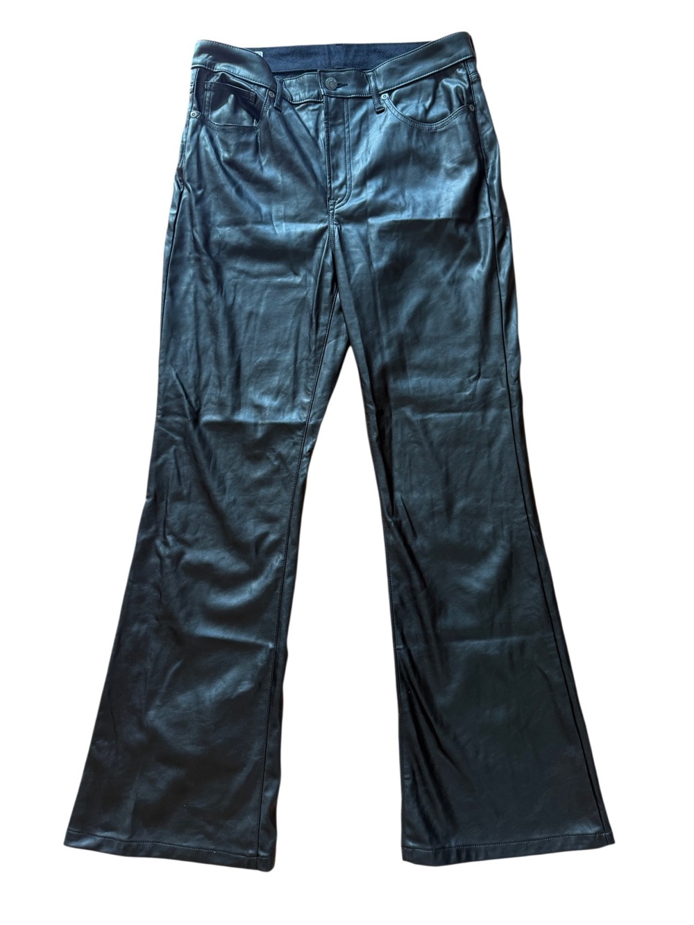 GAP Women's Wide Leg Faux Leather Pants - Black